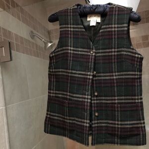 Vintage Eddie Bauer Vest Women xs Wool Plaid Button Cabin 90s Preppy lined